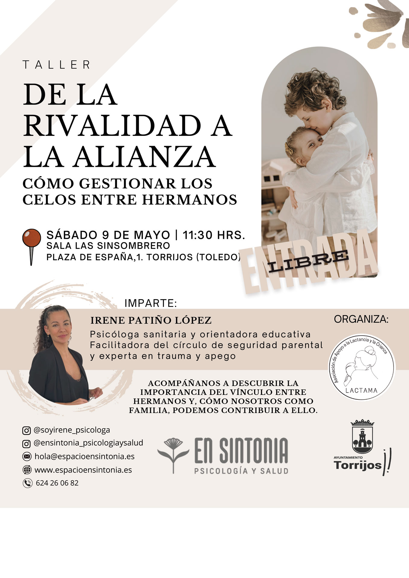 Taller celos entre hermanos. Psicóloga en Torrijos